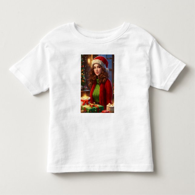 Festive Pinup Beauty - Christmas-Themed Art Print Toddler T-Shirt (Front)