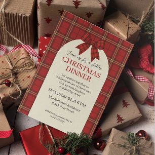 Festive Plaid and Bow Christmas Eve -  Invitation
