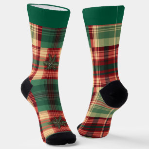 Festive Plaid Christmas Socks with Name