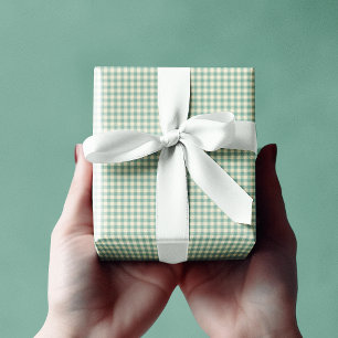 Festive Plaid Gingham Green Pattern Christmas Wrapping Paper