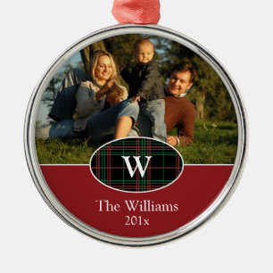 Festive Plaid Personalised Photo Ornament