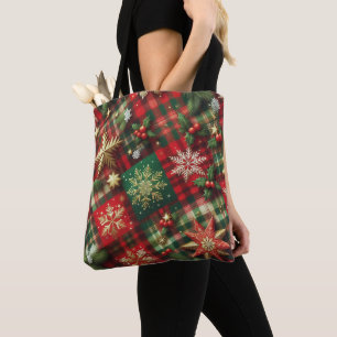 Festive Plaid Tote Bag