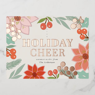 Festive Poinsettia Berry Cream Foil Holiday