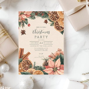 Festive Poinsettia Citrus Invitation