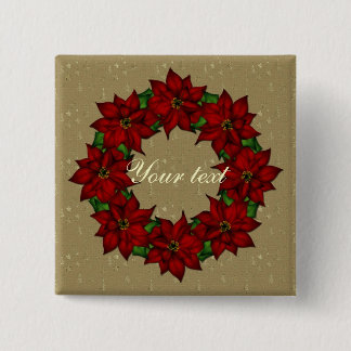 Festive Poinsettia Design 15 Cm Square Badge