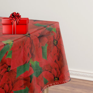 Festive Poinsettia Tablecloth  Christmas Dining