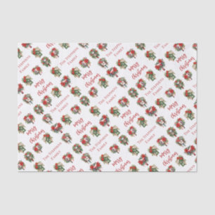 Festive Poinsettia Watercolor Christmas Holiday  Tissue Paper