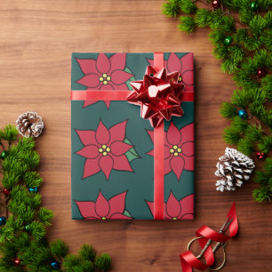 Festive Poinsettias Gift Wrapping Paper