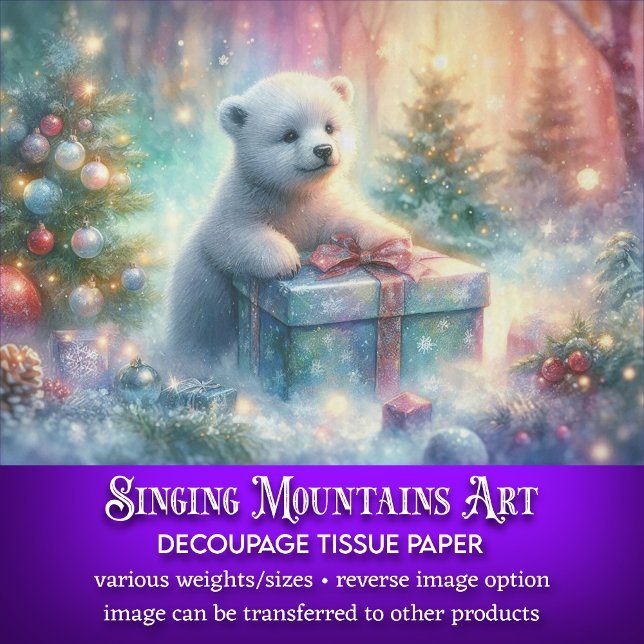 Festive Polar Bear with Giant Gift Decoupage Tissue Paper (Creator Uploaded)