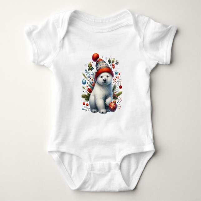 Festive Polar Cub Baby Bodysuit (Front)