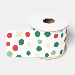 Festive Polka Dot Christmas Holiday Grosgrain Ribbon