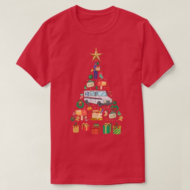 Festive Postman Xmas Tree Design  T-Shirt (Design Front)