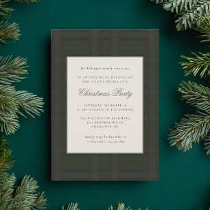 Festive Preppy Plaid Christmas Holiday Party Invitation