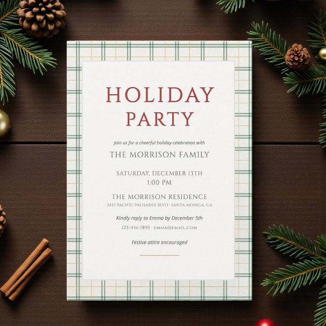 Festive Preppy Plaid Holiday Party Invitation (Creator Uploaded)