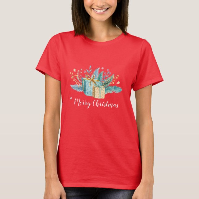 Festive Presents Bouquet Christmas T-Shirt (Front)