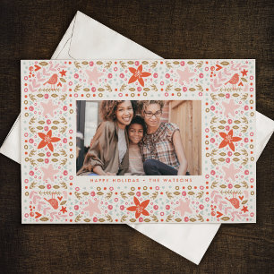 Festive Pretty Christmas Holiday Photo Card