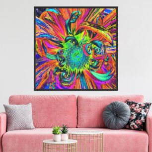 Festive Psychedelic Colourful Dahlia Flower Petals Canvas Print
