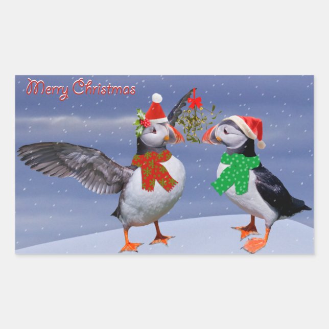 Festive Puffins Sticker (Front)