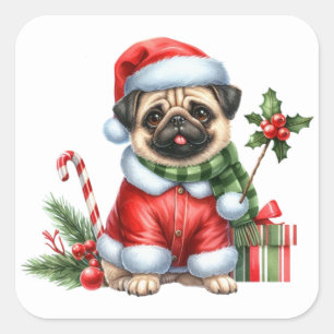 Festive Pug Stickers