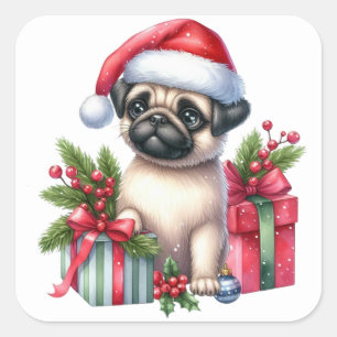 Festive Pug Stickers