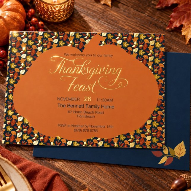 Festive Pumpkin and Leaf Pattern Thanksgiving Gold (Creator Uploaded)