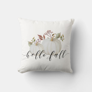 Festive Pumpkin Hello Fall Calligraphy Cushion