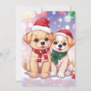 Festive Puppies with Holiday Cheer Christmas Card