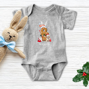 Festive Puppy Gingerbread Letter B Christmas Boy Baby Bodysuit