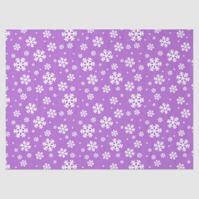 Festive Purple and White Winter Snowflakes Pattern Tissue Paper (Front)