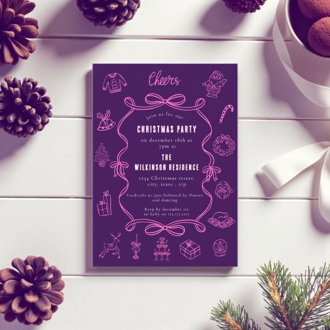 Festive Purple Pink doodle Art Holiday  (Creator Uploaded)