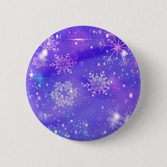 Festive Purple Snowflake Stars Christmas Party 6 Cm Round Badge (Front)