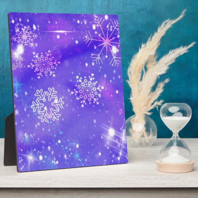 Festive Purple Snowflake Stars Christmas Party Plaque (Side)