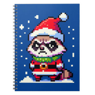Festive Raccoon Charm - Christmas Humor Art Notebook