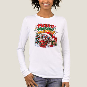 Festive Racoon Christmas Tree Hot Cocoa Merry Tri-Blend Shirt