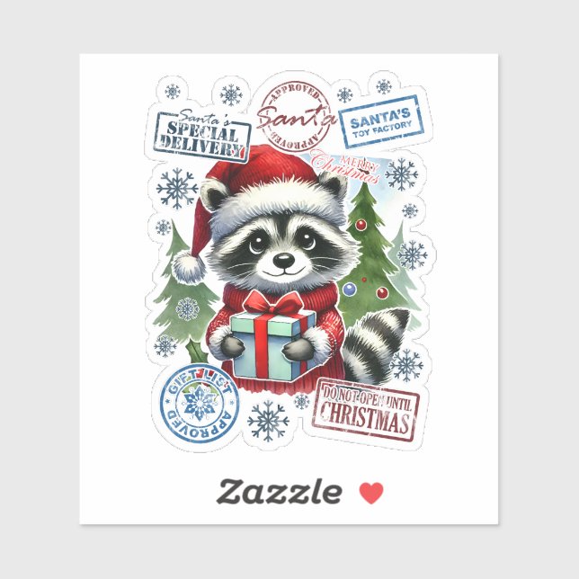 Festive Racoon With Christmas Decor (Sheet)
