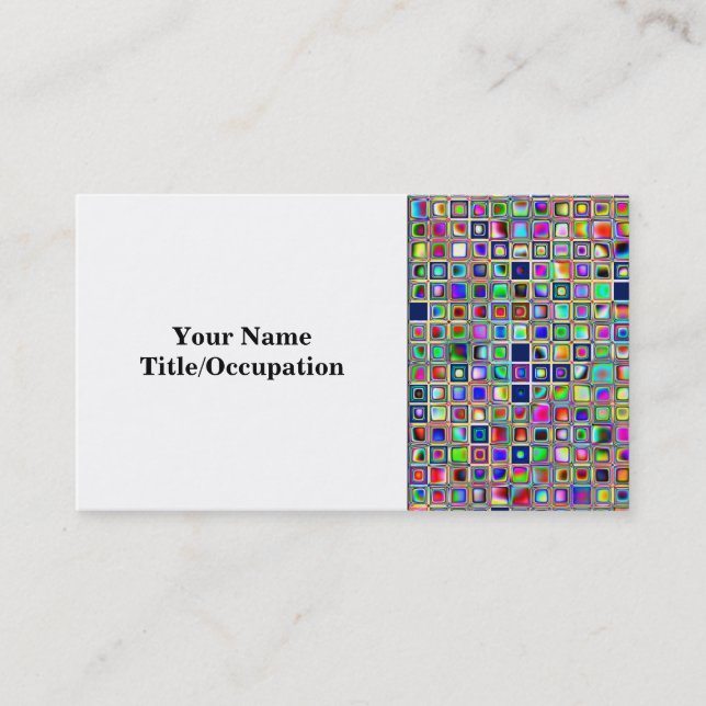 Festive Rainbow Textured Mosaic Tiles Pattern Business Card (Front)