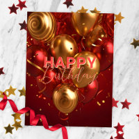 Festive Red and Gold Balloon Birthday Celebration