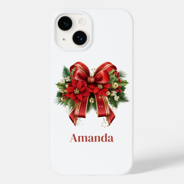 Festive Red and Gold Christmas Bow Case-Mate iPhone Case (Back)