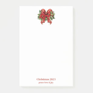 Festive Red and Gold Christmas Bow Post-it Notes