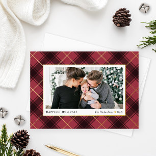 Festive Red and Gold Tartan Plaid Photo