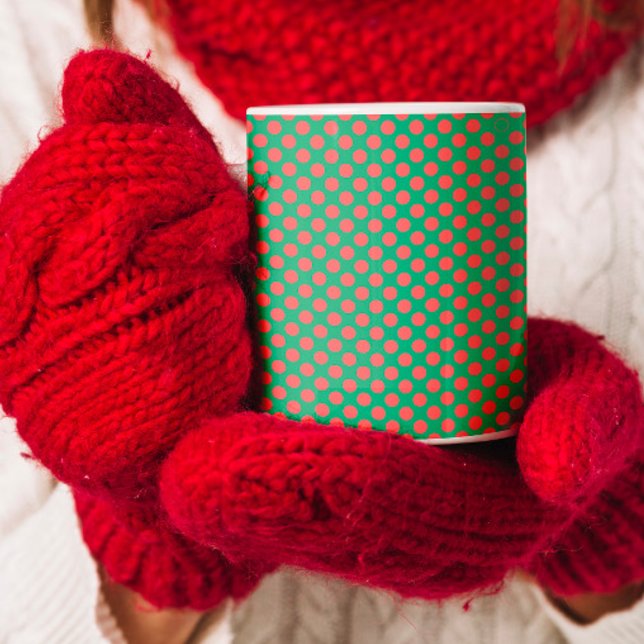 Festive red and green Polka dots pattern Coffee Mug (Creator Uploaded)