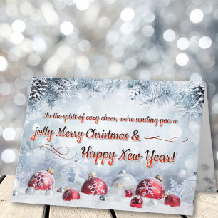 Festive Red and Silver Ornaments Christmas Holiday Card