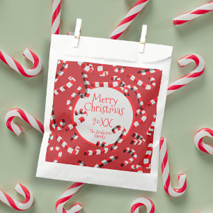 Festive Red and White Candy Canes Christmas Favour Bags