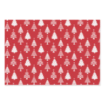 Festive Red and White Christmas Tree Pattern