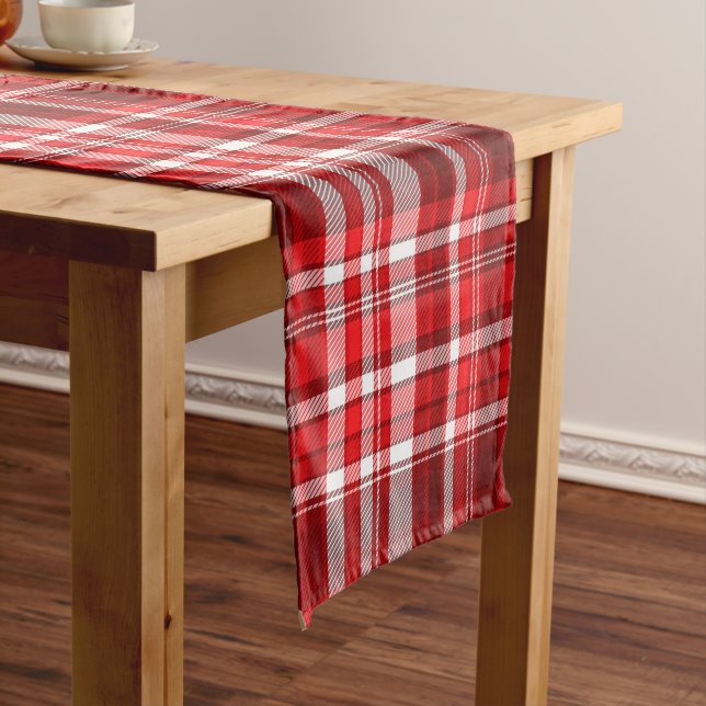 Festive Red and White Plaid Medium Table Runner (In Situ)
