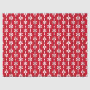 Festive Red and White Winter Snowflakes Pattern Tissue Paper