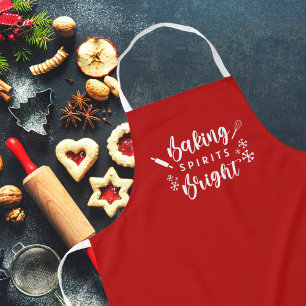 Festive Red Baking Spirits Bright Christmas Apron