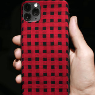 festive red & black buffalo plaid chequerboard Case-Mate iPhone case