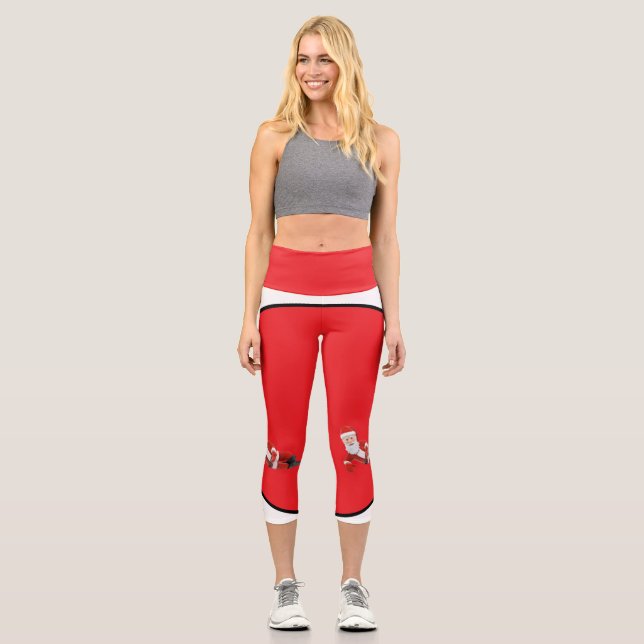 Festive Red Capri Leggings (Front)