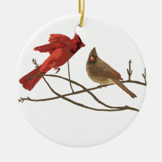 Festive Red Cardinals Ceramic Tree Decoration